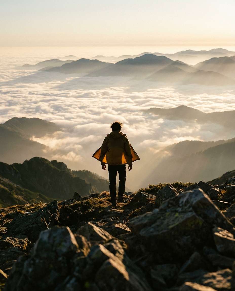 hiker ridge silhouette photo