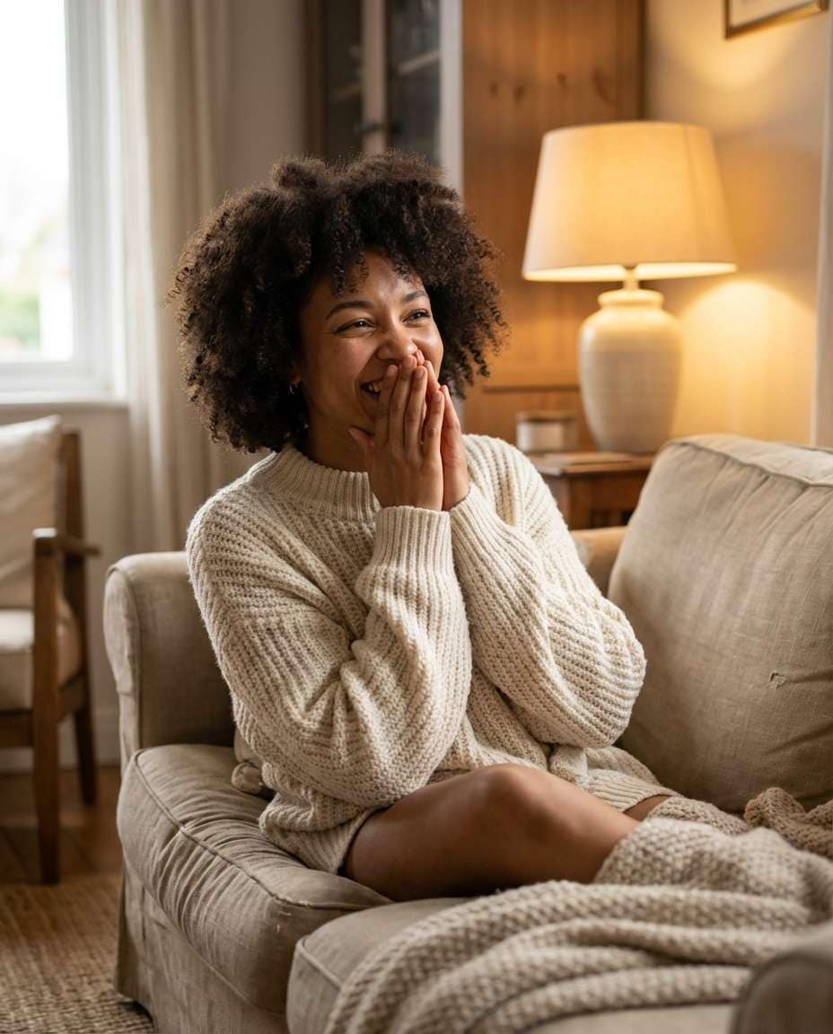 cozy sweater chuckle photo