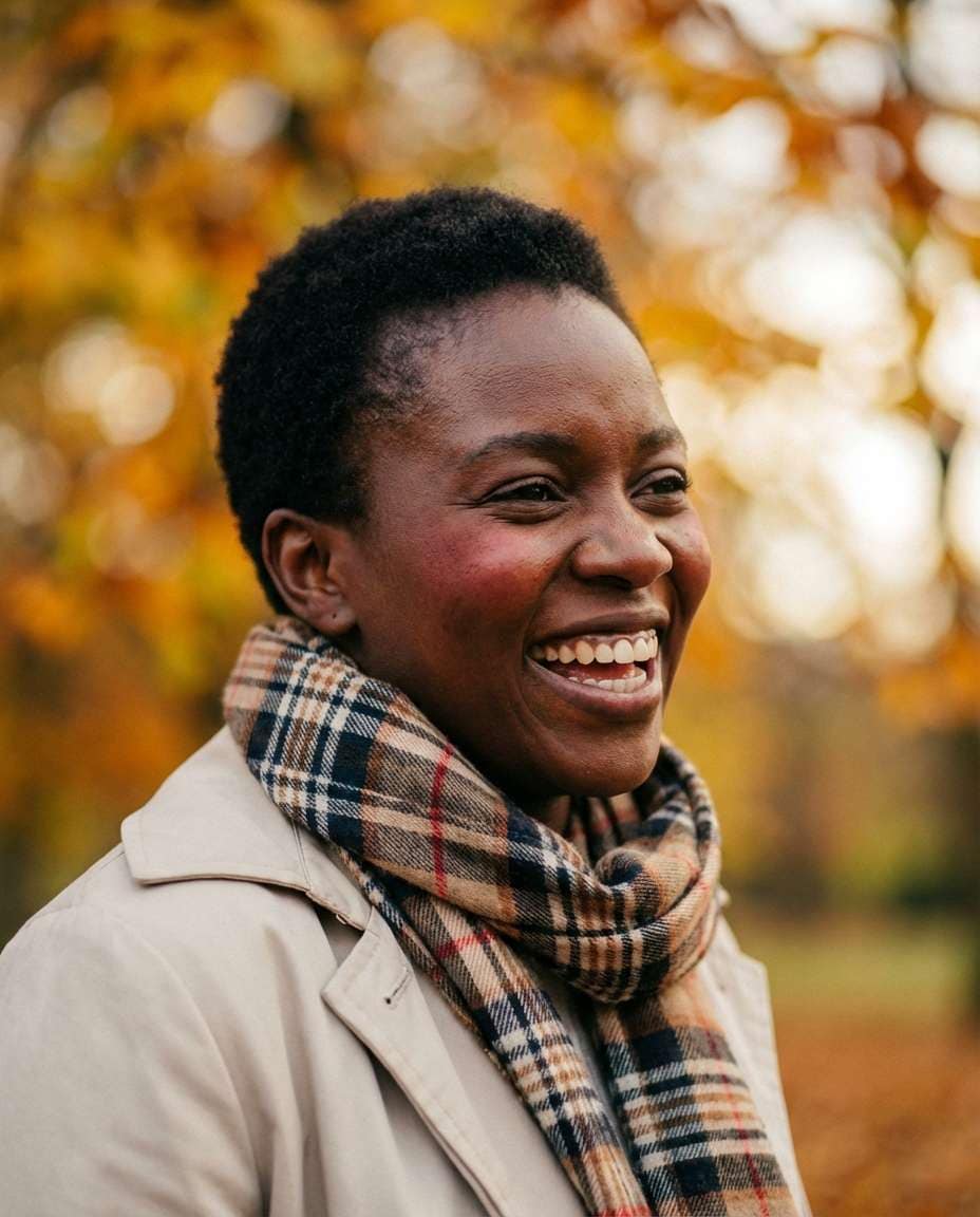 autumn scarf laugh photo