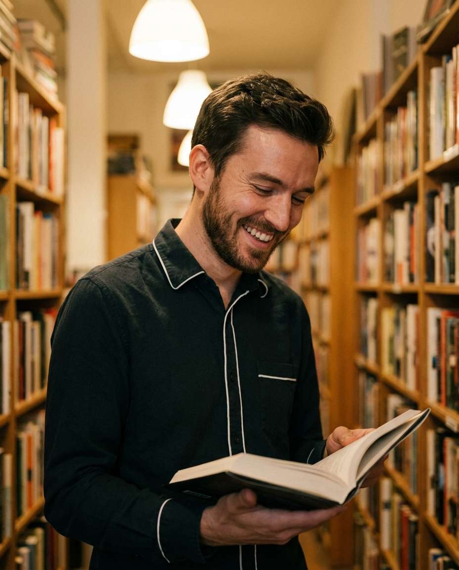 bookstore quiet laugh photo