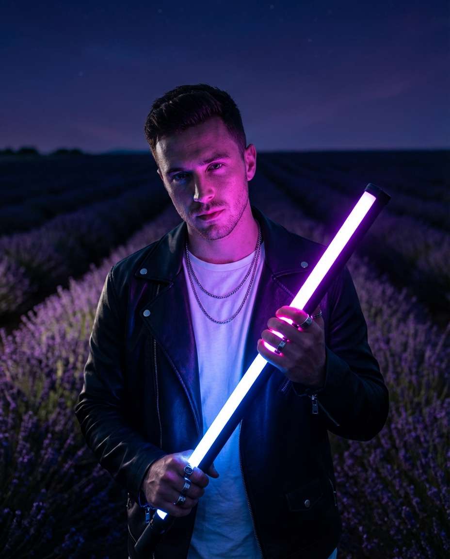 neon purple night shot photo