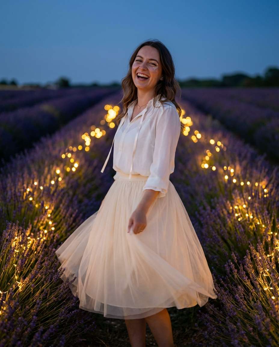 fairy lights twilight photo