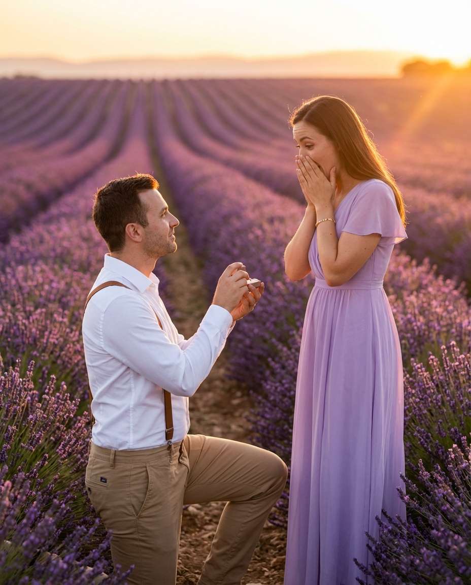 sunset proposal moment photo