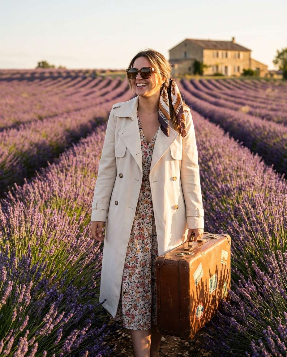 travel influencer suitcase photo