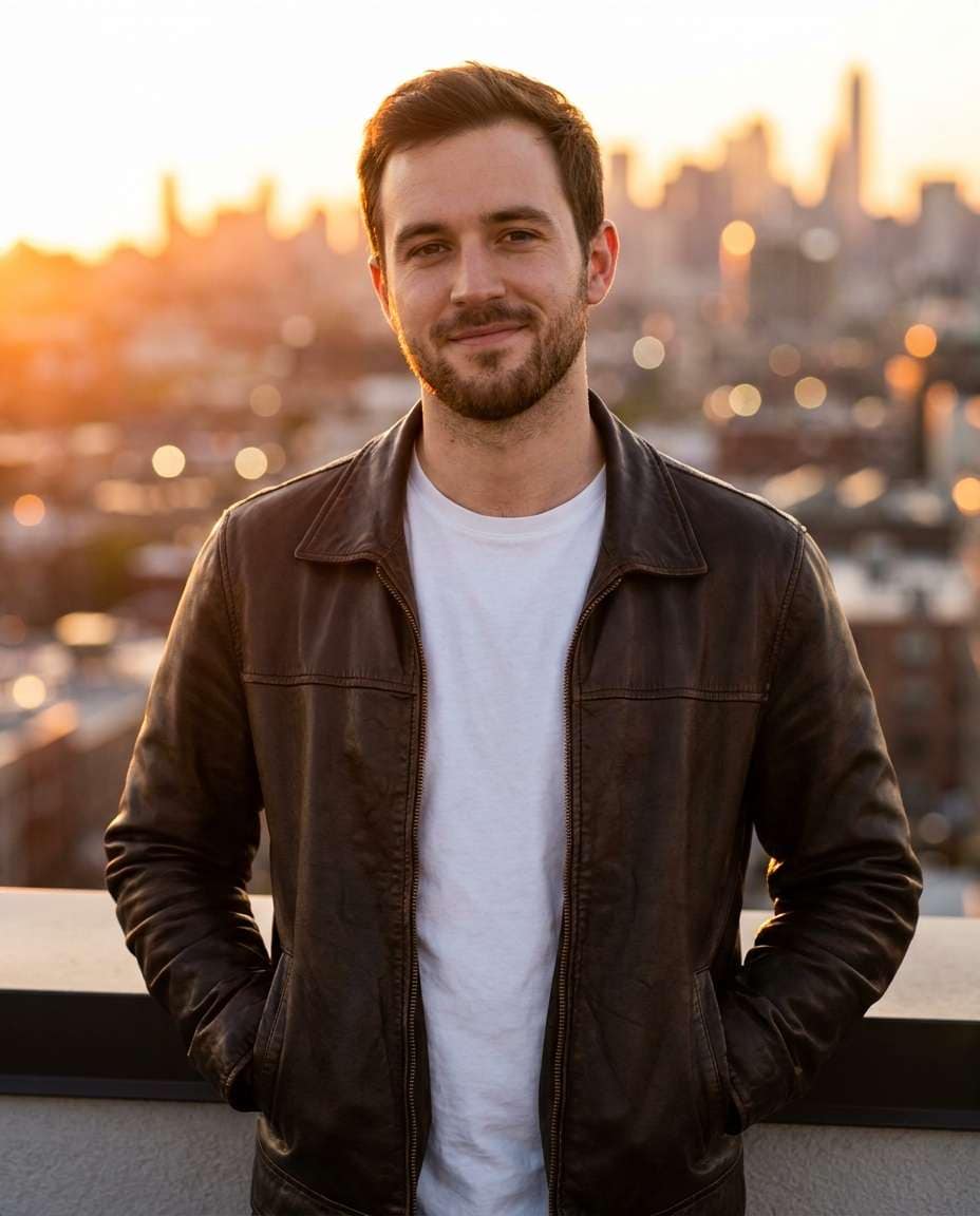 sunset rooftop confidence photo