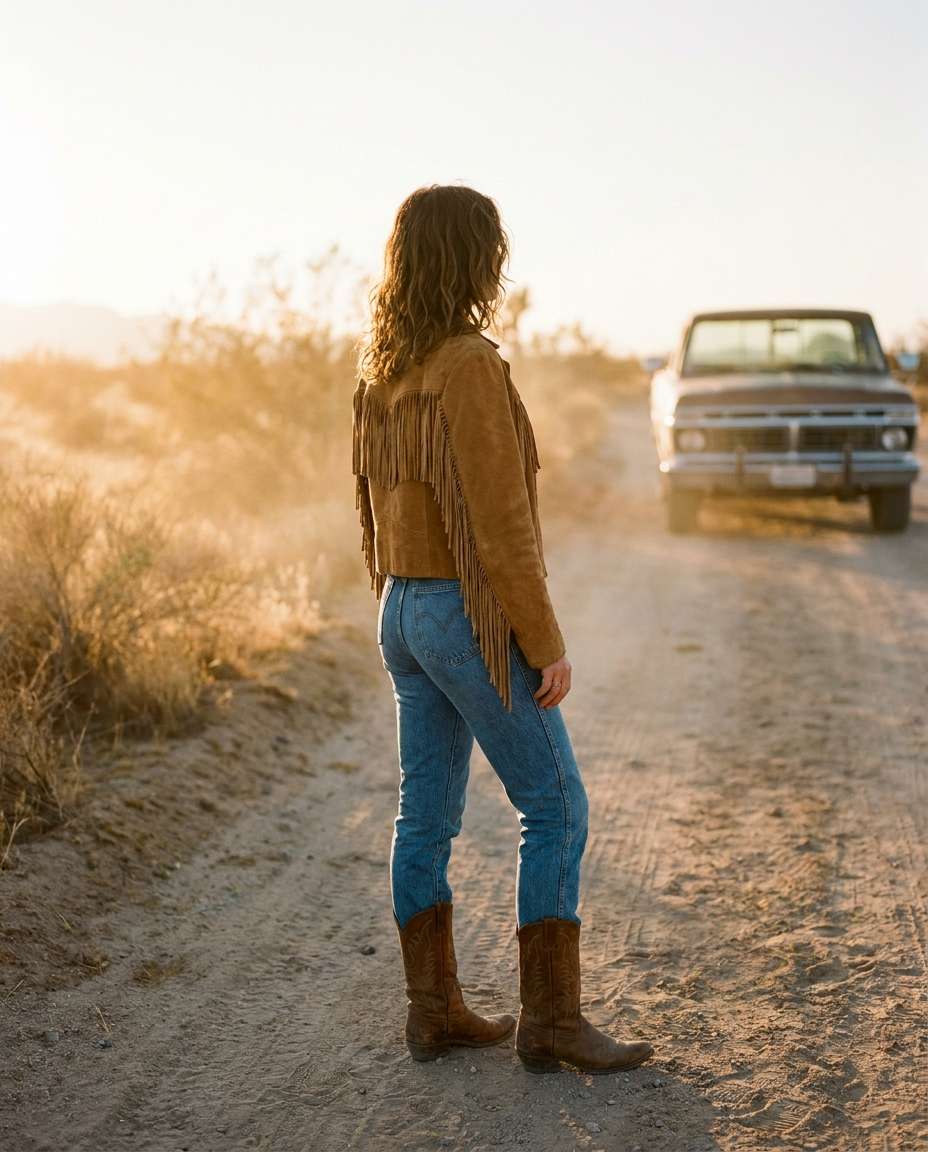 suede fringe western photo