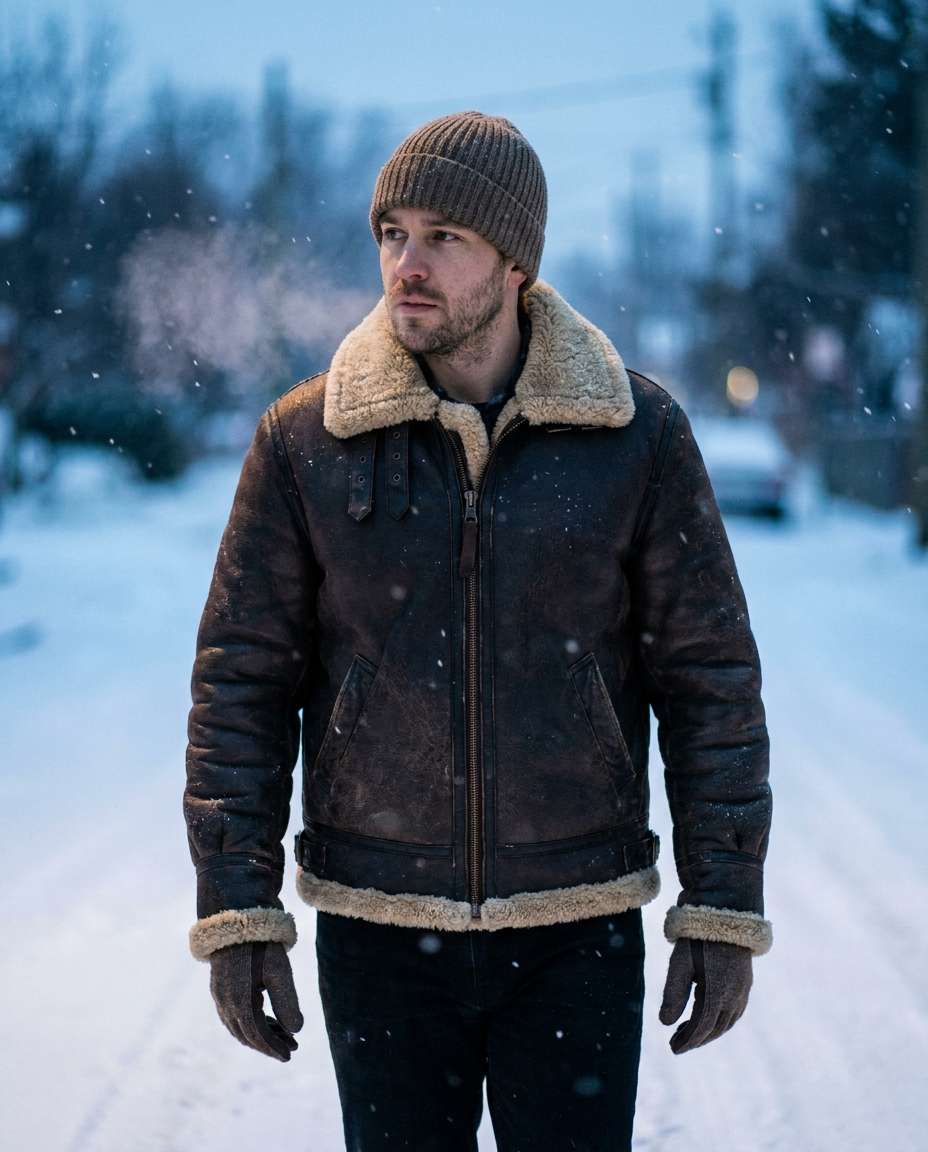 shearling winter walk photo