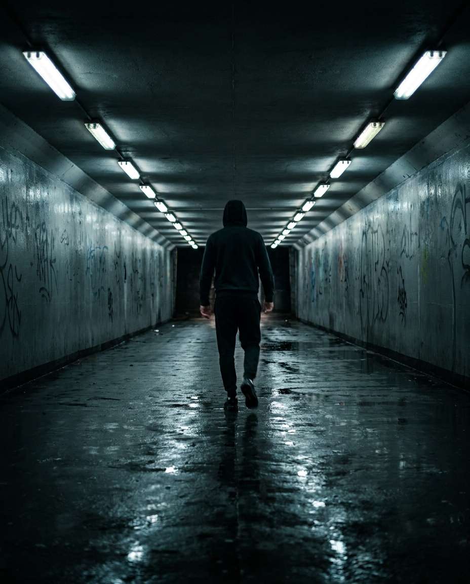 fluorescent tunnel walk photo