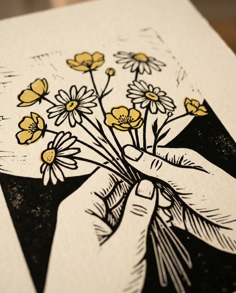 wildflowers in hands photo