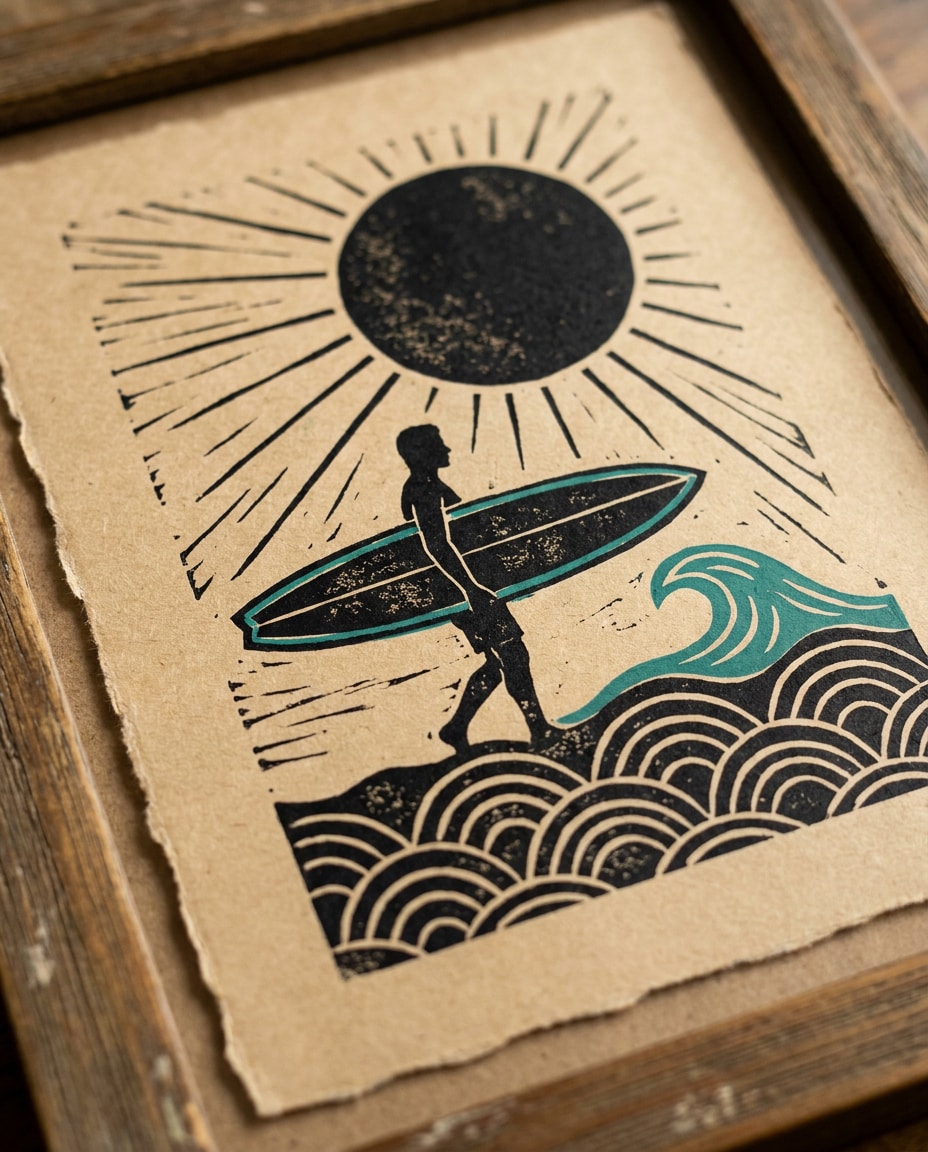surfer shoreline scene photo