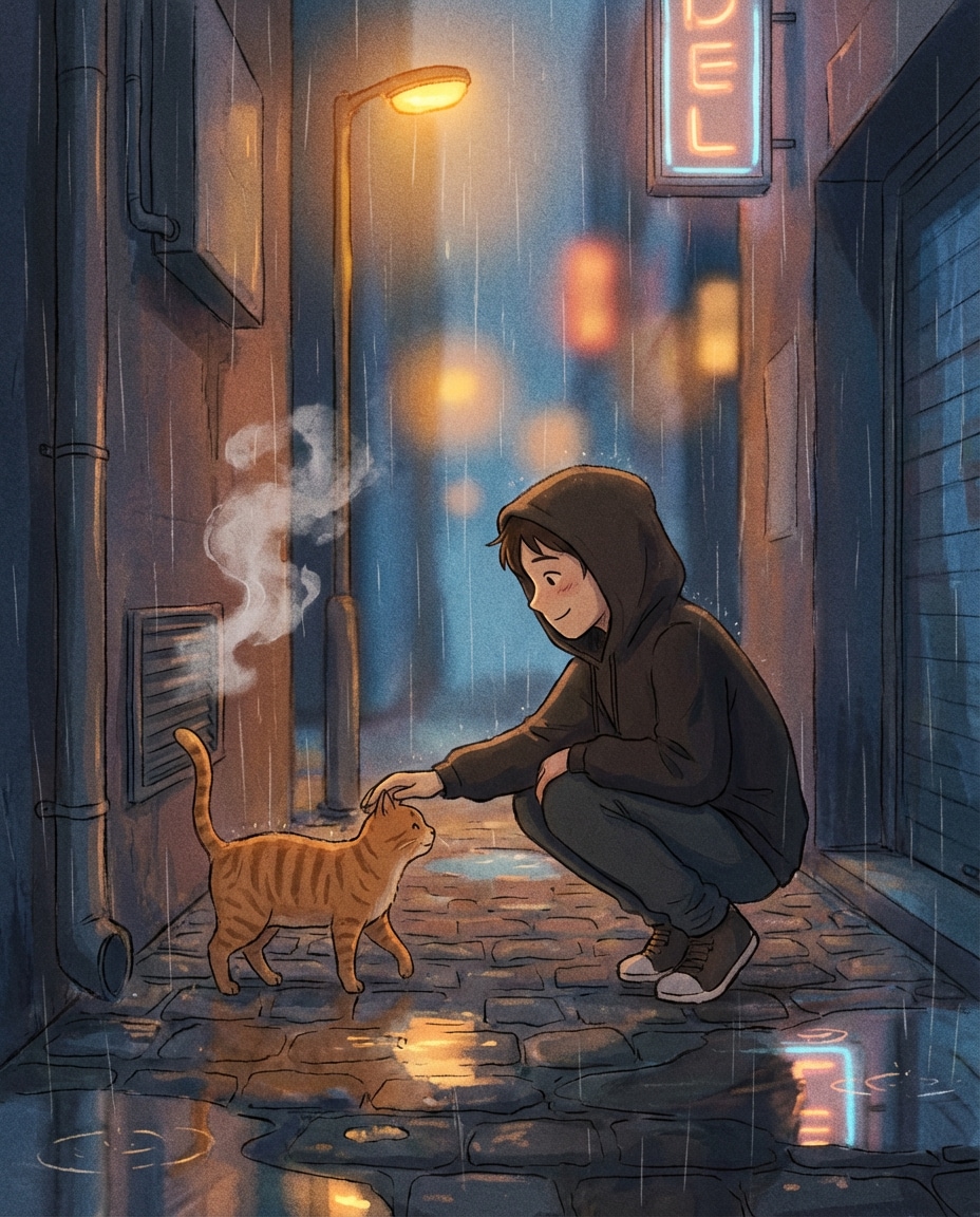 rainy alley cat photo