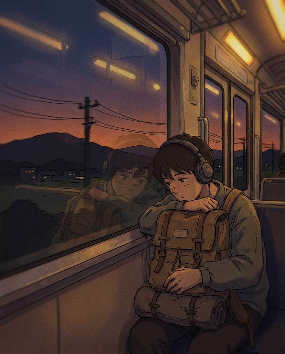 train ride dusk photo