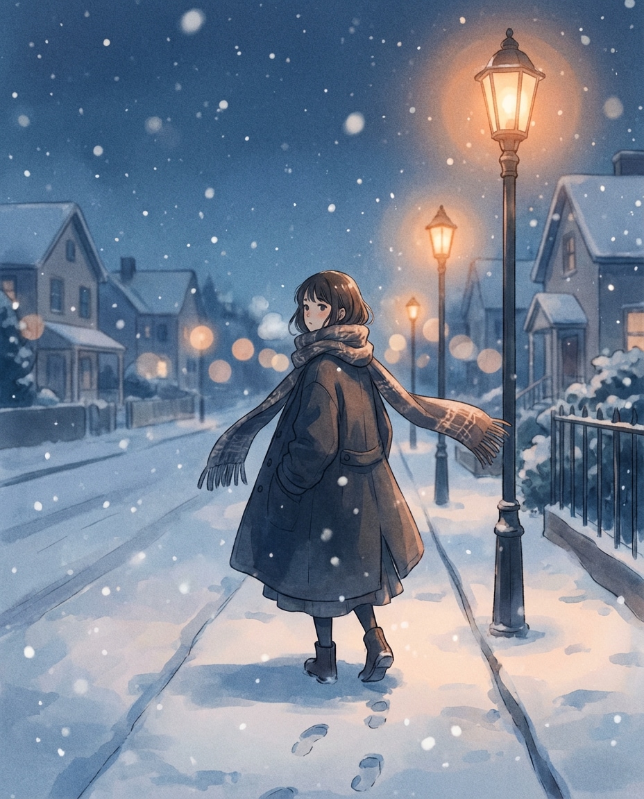 snowy street glow photo