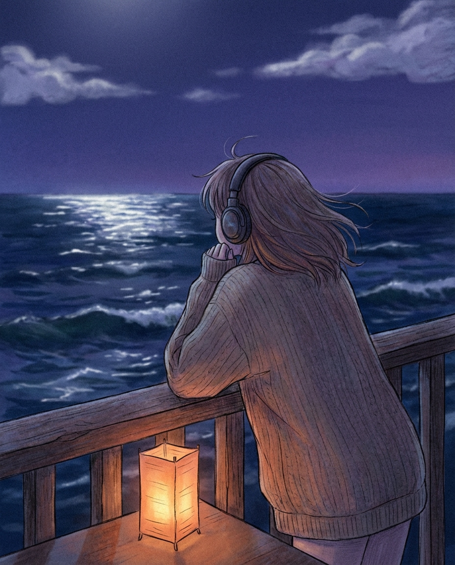 ocean balcony night photo