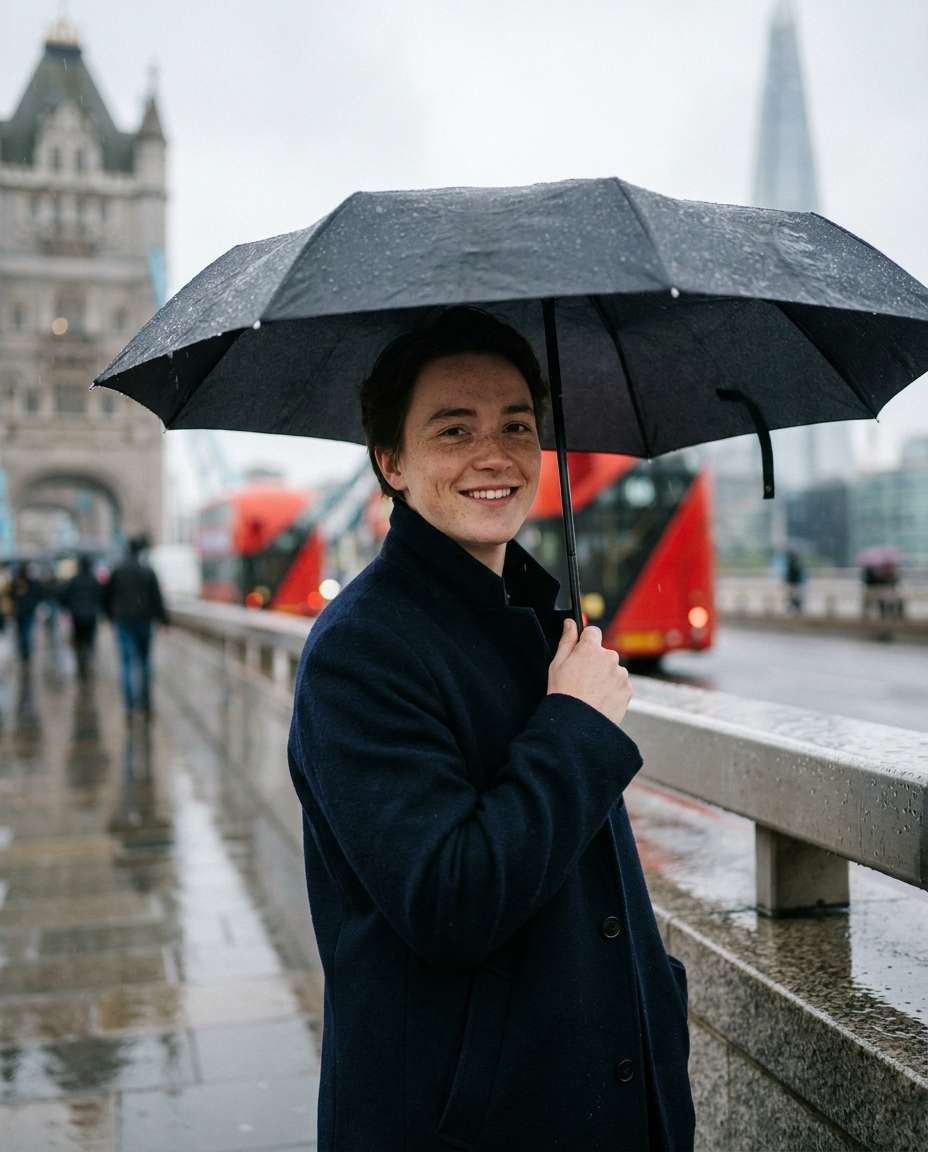 rainy umbrella street photo