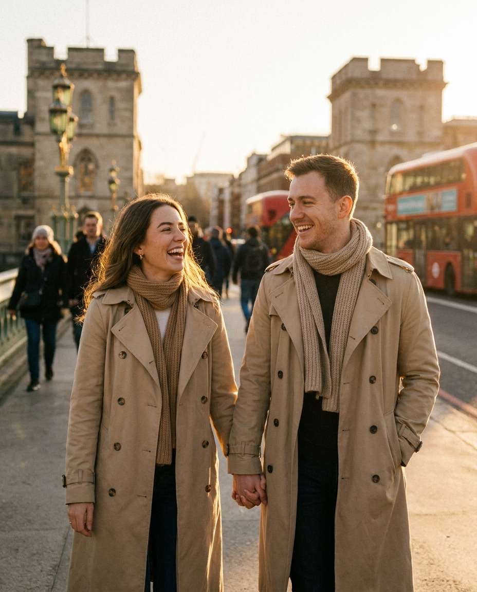 couple cozy walk photo