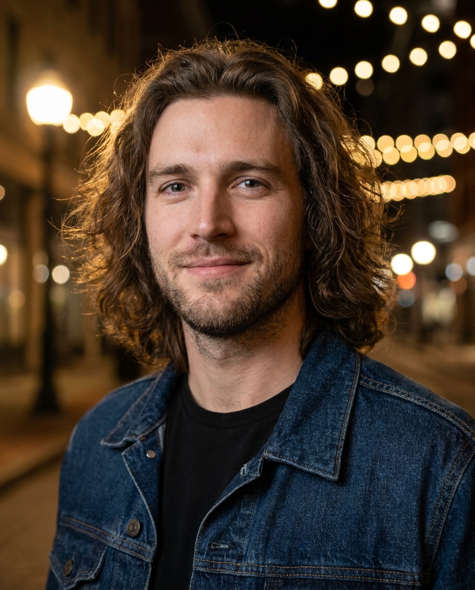 night portrait bokeh photo