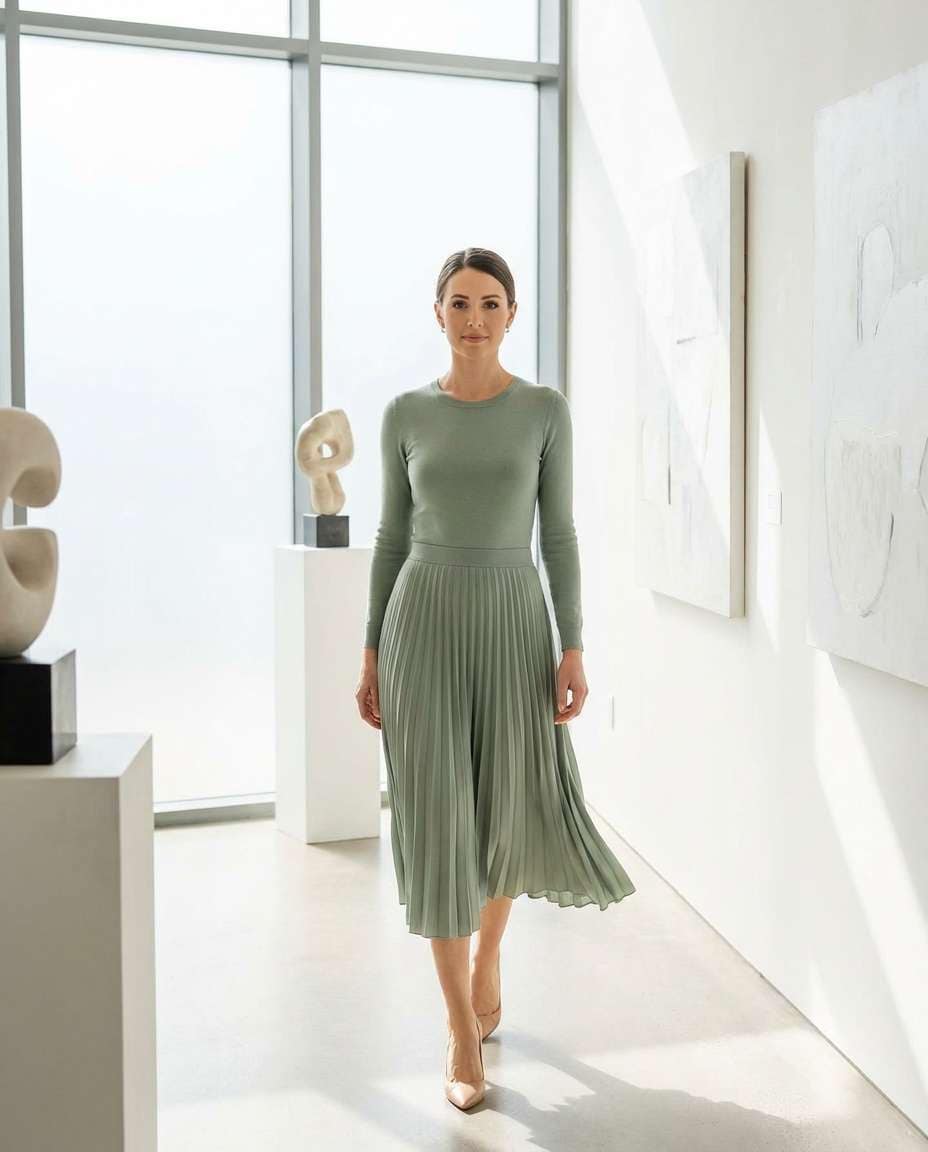 pleated skirt midi photo