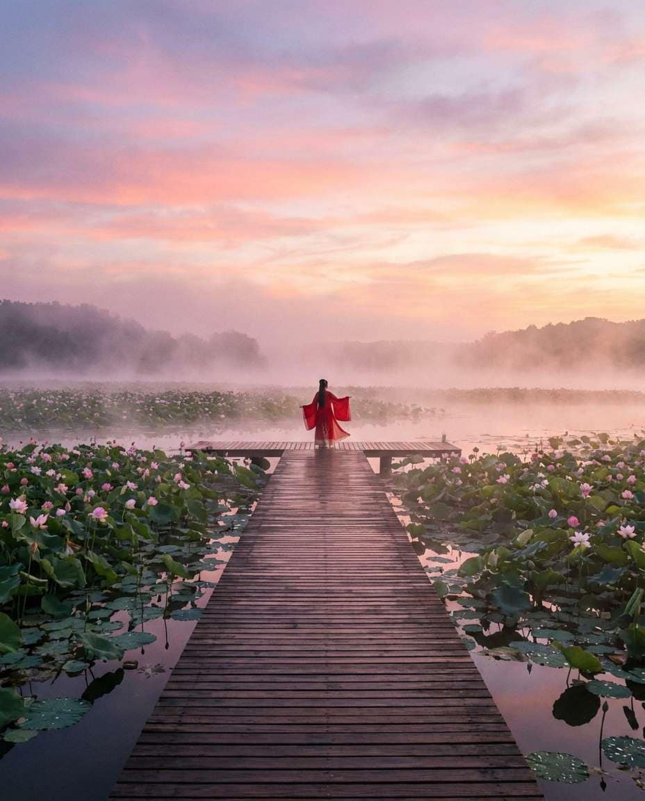lake landscape human photo