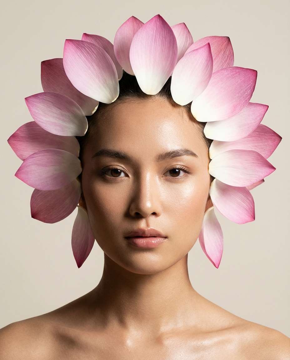 studio beauty with petals photo