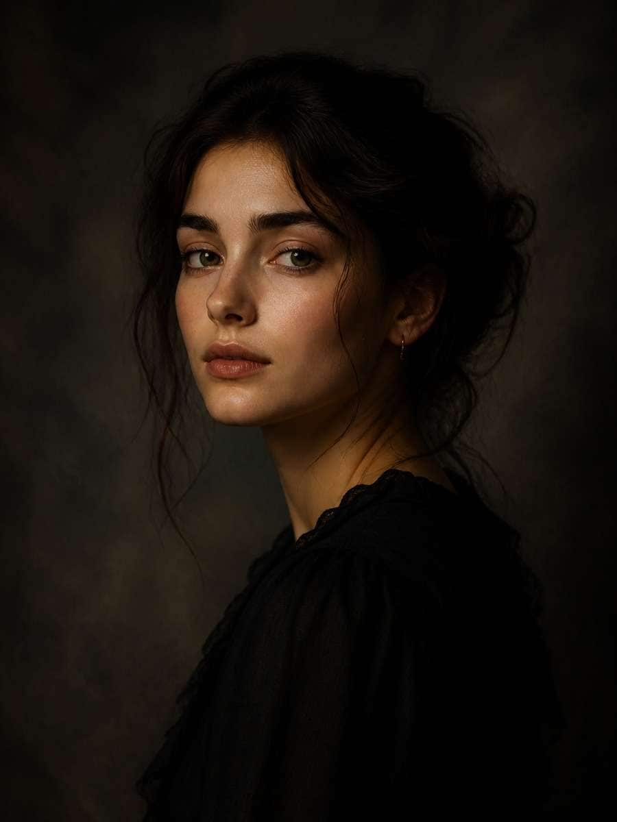 Fine Art Painterly Low Key Portrait photo