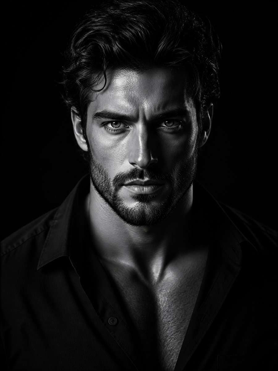 High Contrast Low Key Portrait photo