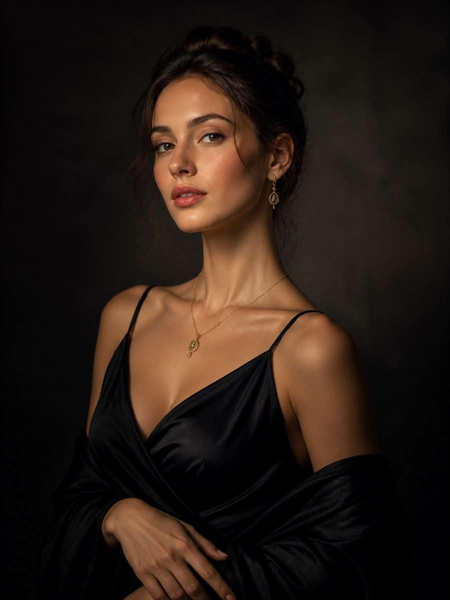 Elegant Feminine Low Key Portrait photo