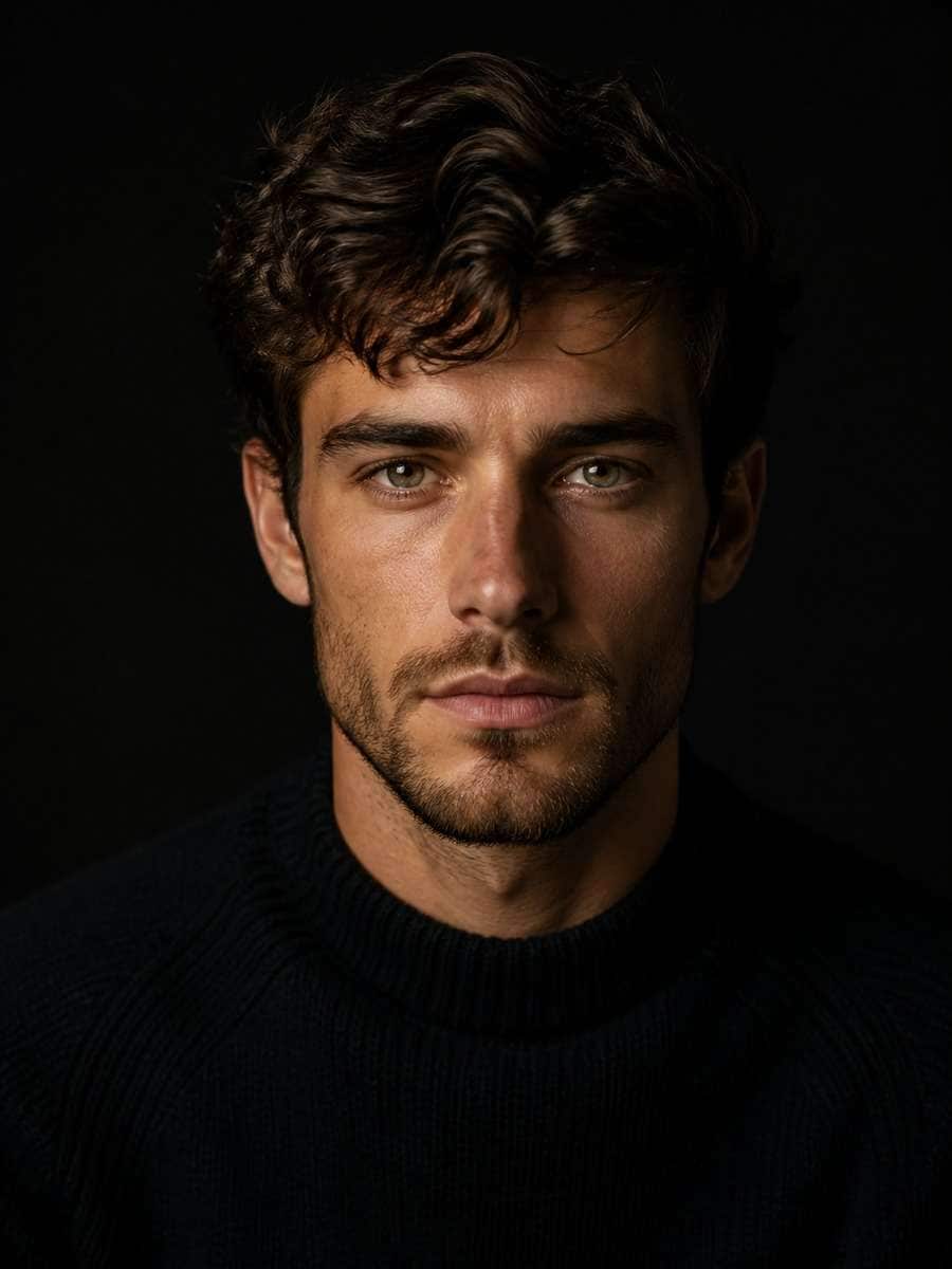 Crisp Low Key Portrait with Eye Focus photo