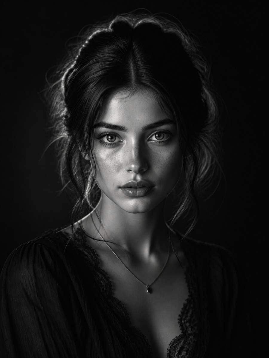 Low Key Monochrome Portrait photo