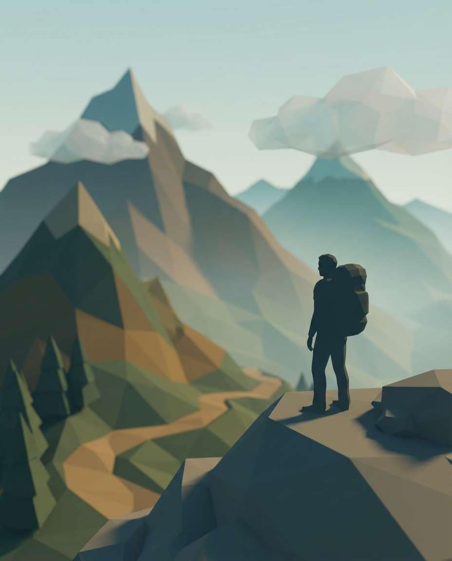 mountain hiker trail photo