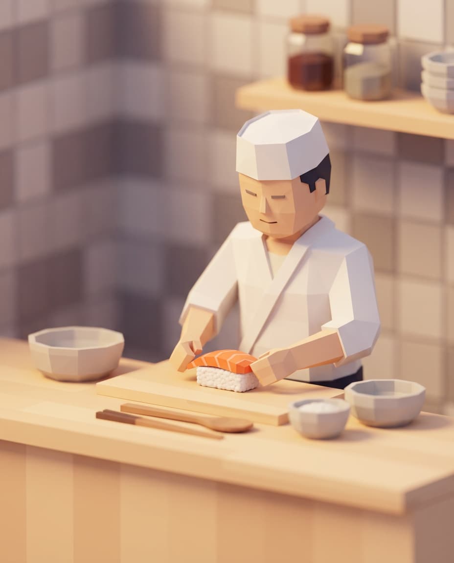 chef plating sushi photo