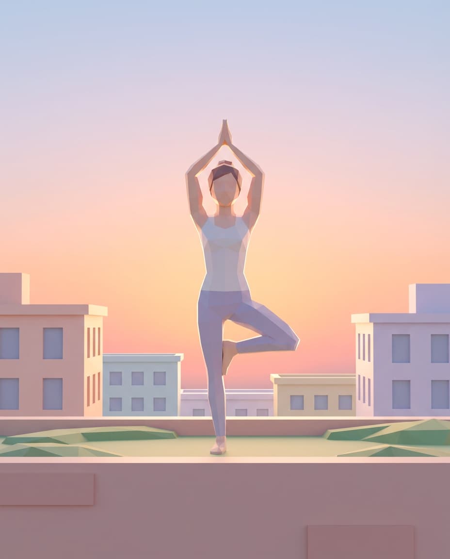 yoga sunrise rooftop photo