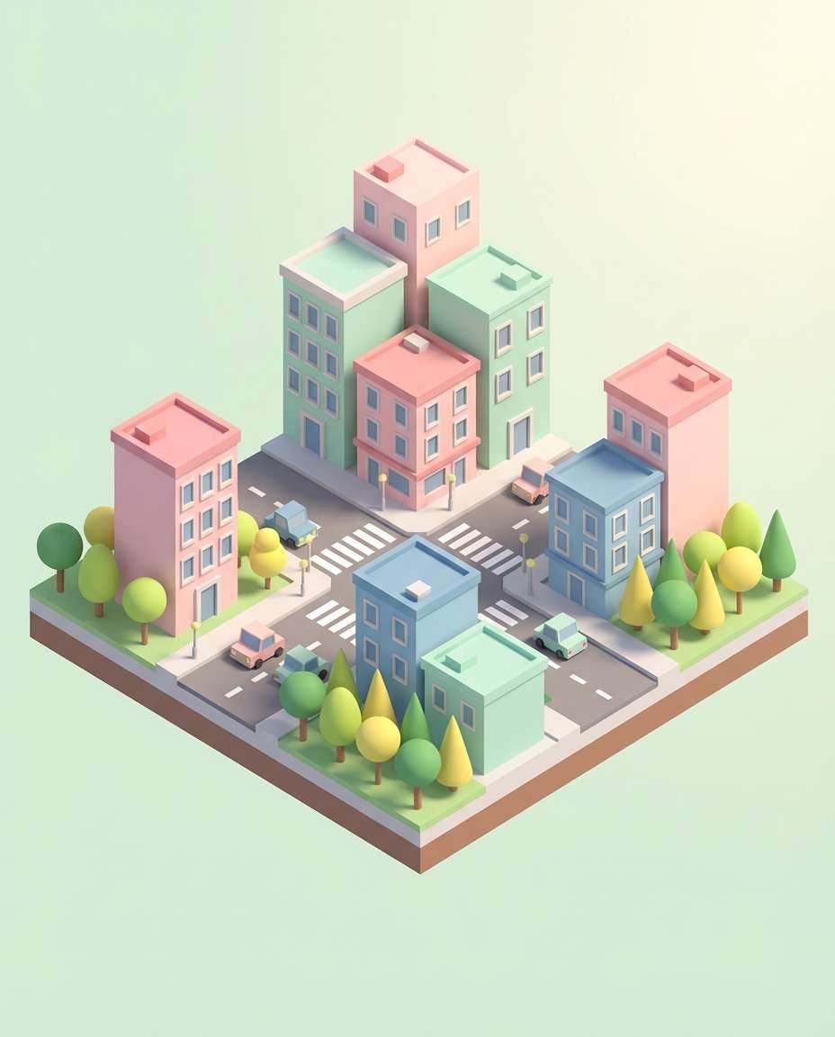 isometric city block photo