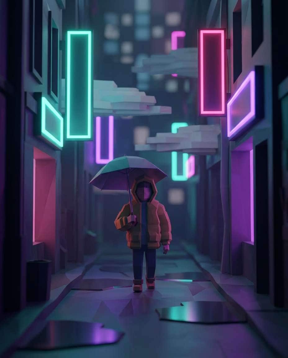 cyberpunk night walk photo