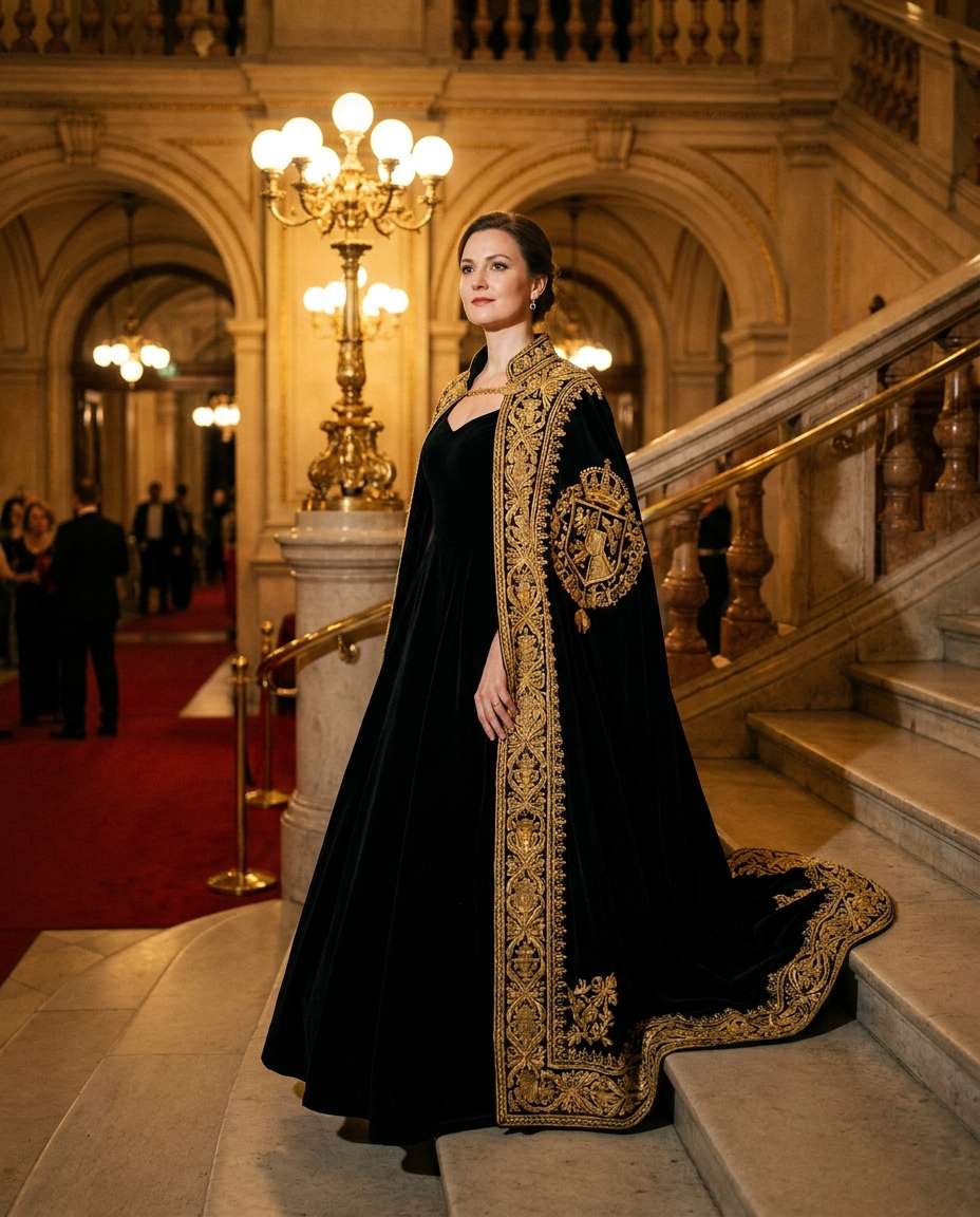 golden embroidered cape photo