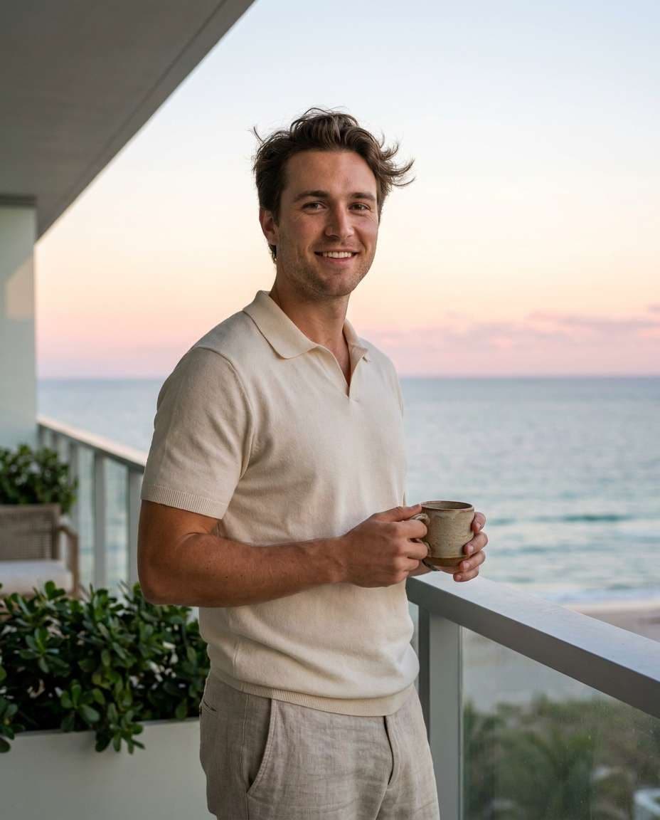 balcony sunrise coffee photo