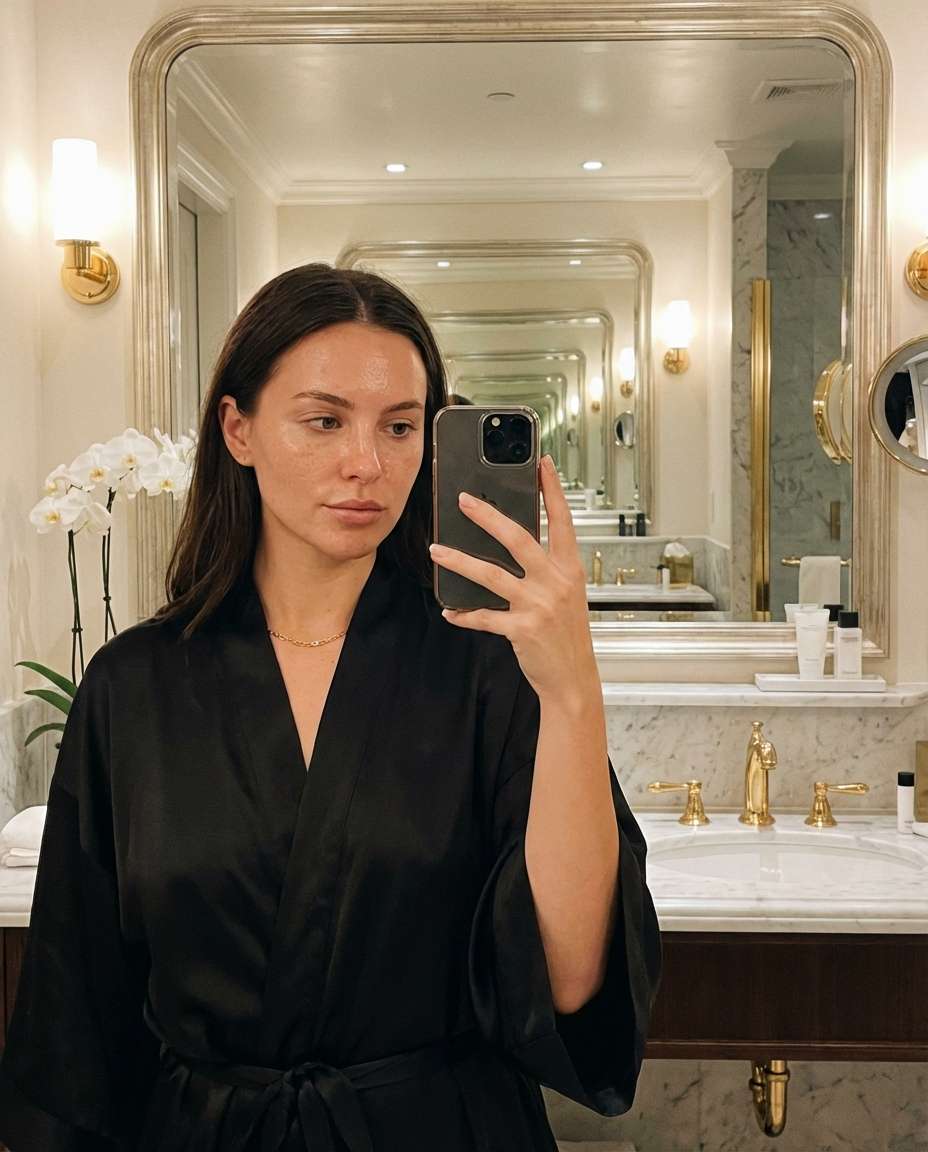 marble bathroom mirror photo