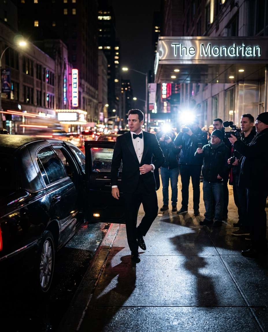 limousine night arrival photo