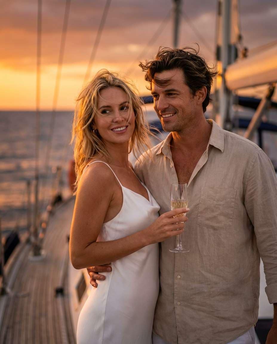 yacht golden hour photo