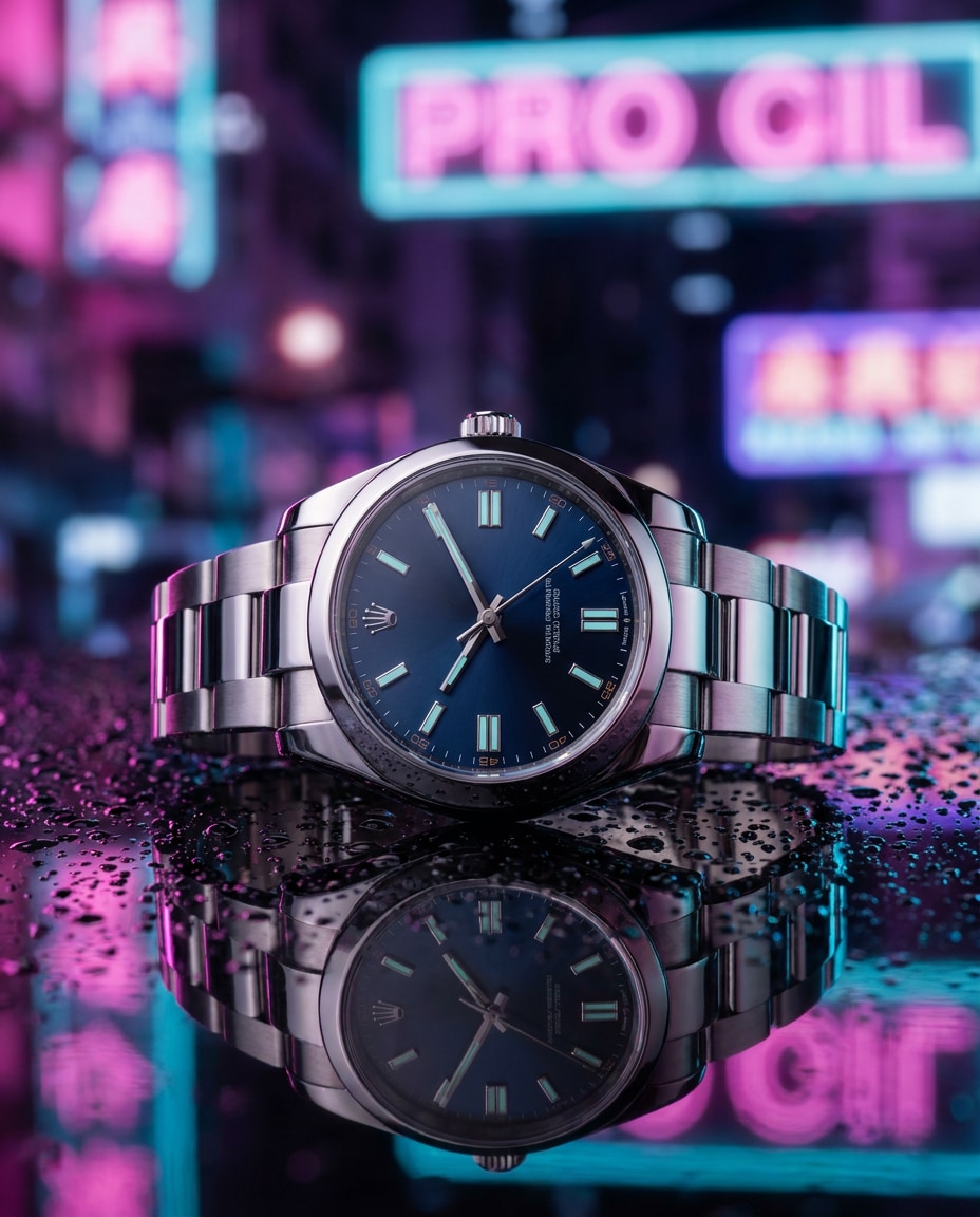 neon city reflection photo