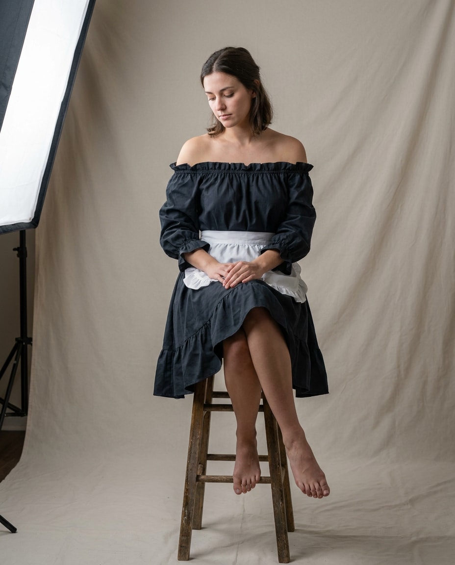 seated shoulder drape photo