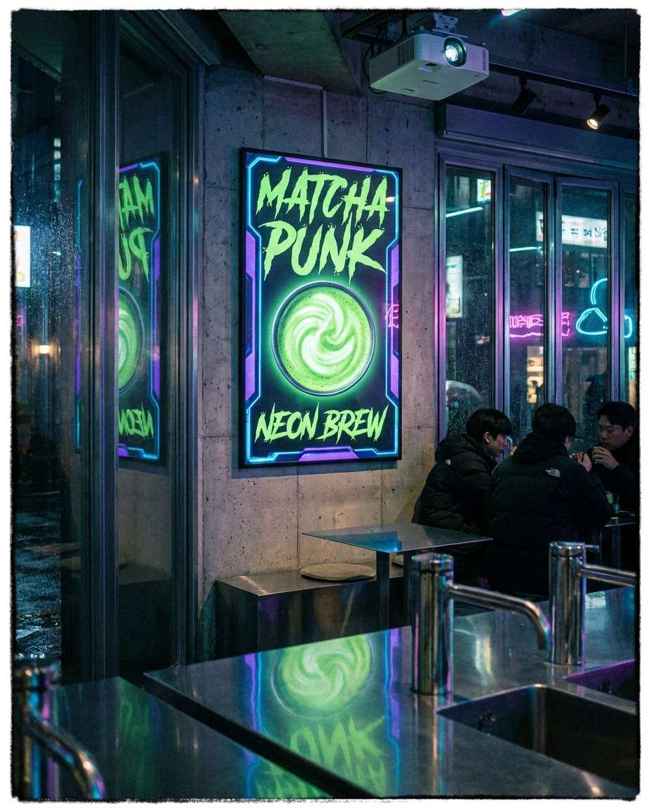 neon night tea bar photo