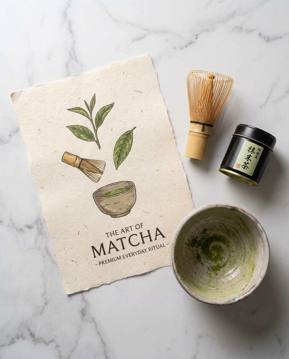 on marble counter flatlay photo