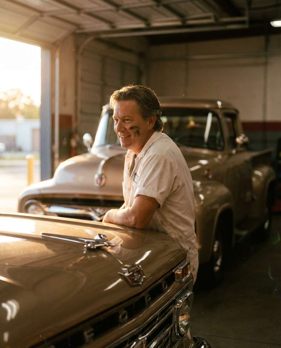 classic truck garage photo