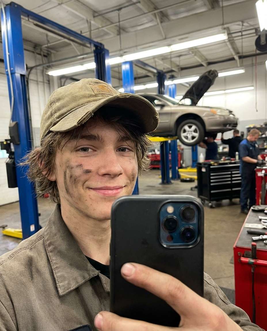 grease smear selfie look photo