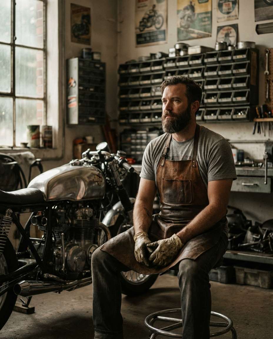 motorcycle workshop mood photo