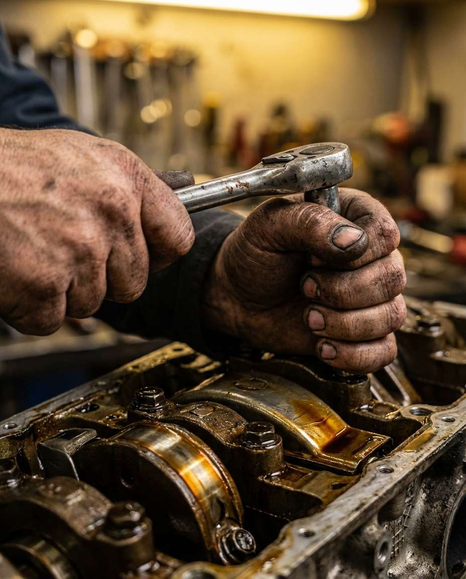 grease hands closeup photo