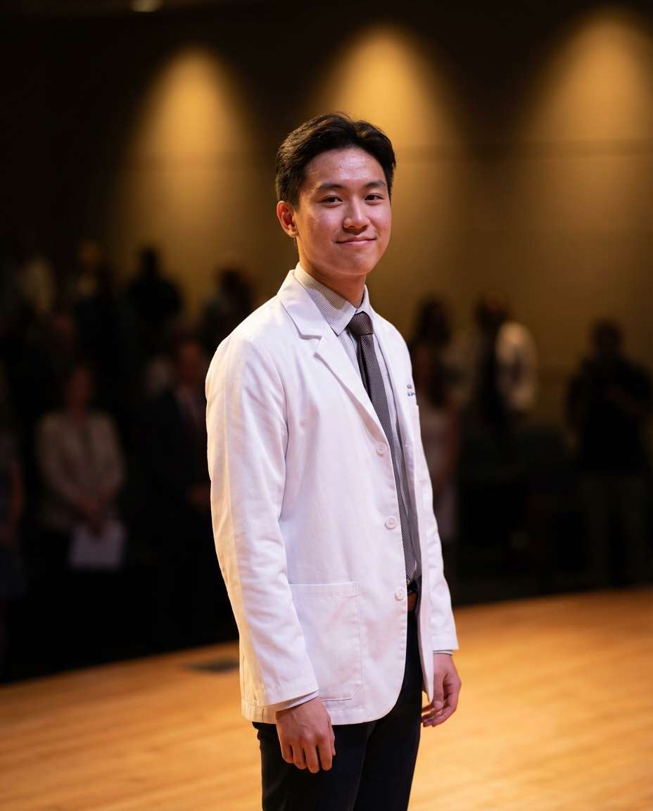 white coat spotlight photo