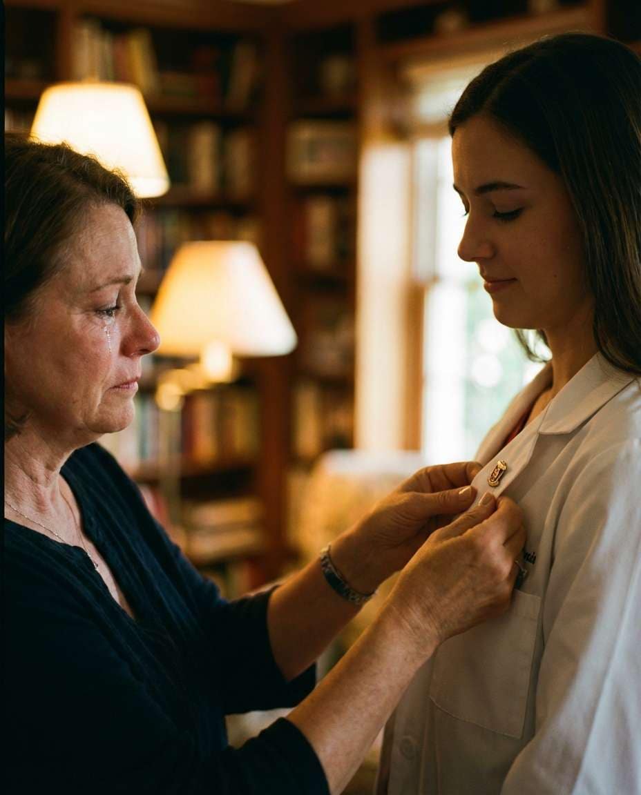 pinning ceremony hug photo