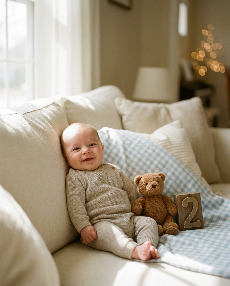 month 2 teddy picnic photo